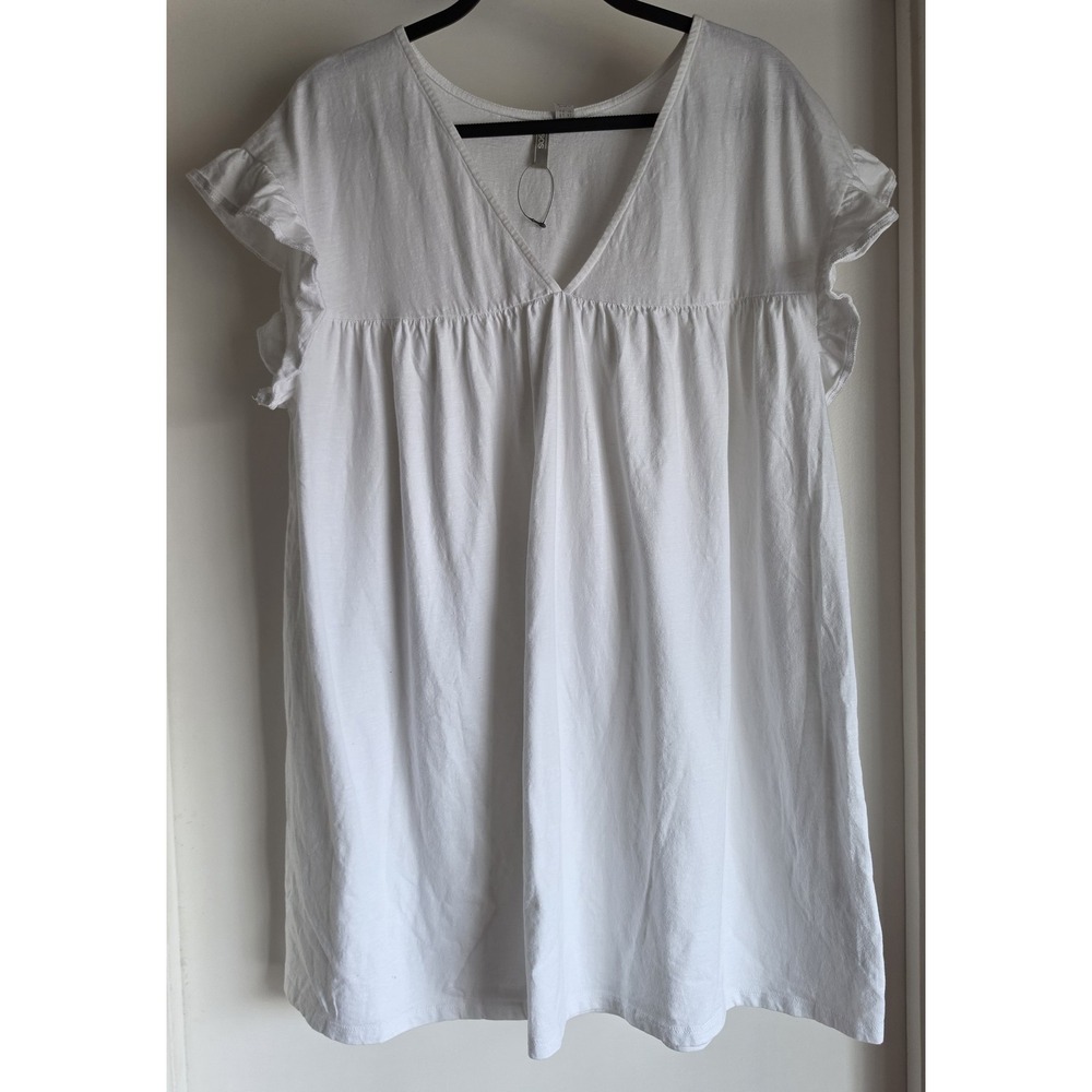 NWOT ASOS Tunic Top Women Size 10 White Sleeveless V-Neck 100% Cotton Boho